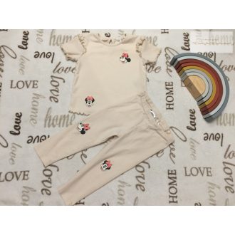   H§M 12 - 18 hó 86 cm bézs, Minnie mintás pamut lány felső és legging szett - újszerű,hibátlan