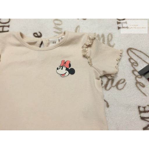 H§M 12 - 18 hó 86 cm bézs, Minnie mintás pamut lány felső és legging szett - újszerű,hibátlan