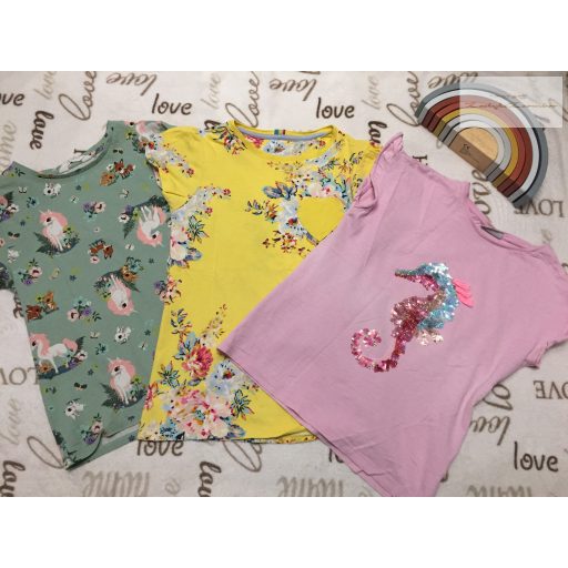 H§M 10-12 év 146-152 cm, Joukes 12 év és Matalan 11 év pamut lány  felső szett 3 db- otthoninak