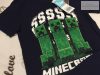 Minecraft 5-6 év 116 cm sötétkék, zöld kocka mintás  pamut fiú felső  és rövidnadrág szett- új, címkés