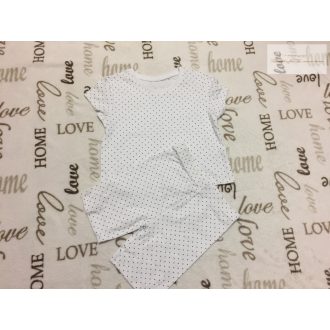   George 4- 5 év 104 -110  cm  fehér, apró fekete pöttyös pamut lány felső és rövid leggings szett-új, címkés 