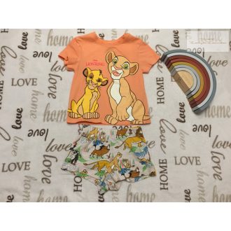   Disney at Primark 2-3 év 98 cm Simba mintás pamut fiú felső és rövidnadrág-újszerű,hibátlan