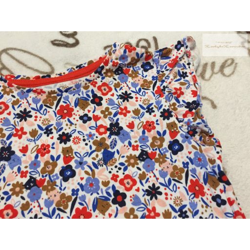 Mothercare 5-6 év 110-116 cm piros feliratos és színe virág - cica mintás pamut lány felső szett 2 db- új, szettet bontottam