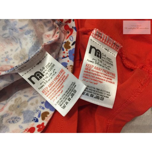 Mothercare 5-6 év 110-116 cm piros feliratos és színe virág - cica mintás pamut lány felső szett 2 db- új, szettet bontottam