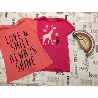   George 11-12 év 146-152 cm és In Extenso 14 év zsiráf mintás és feliratos pamut lány felsők- újszerű,hibátlan