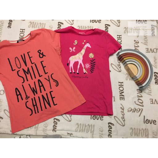 George 11-12 év 146-152 cm és In Extenso 14 év zsiráf mintás és feliratos pamut lány felsők- újszerű,hibátlan