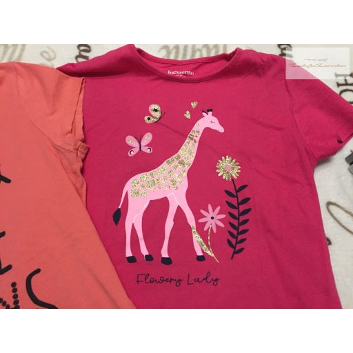 George 11-12 év 146-152 cm és In Extenso 14 év zsiráf mintás és feliratos pamut lány felsők- újszerű,hibátlan