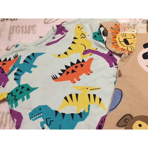 Primark 6-7 év 116-122 cm színes dinó és állat mintás pamut fiú felső szett.-újszerű,hibátlan
