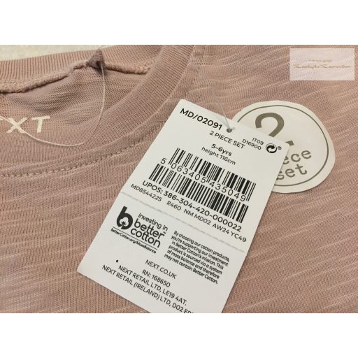 Next 5-6 év 116 cm kisegér -virágmintás pamut lány felső és legging szett - új, címkés