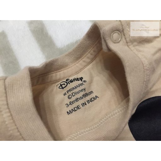 Disney at Primark 3-6 hó 62-68 cm barna, Mickey mintás vékony pamut fiú felső és rövidnadrág szett - újszerű,hibátlan