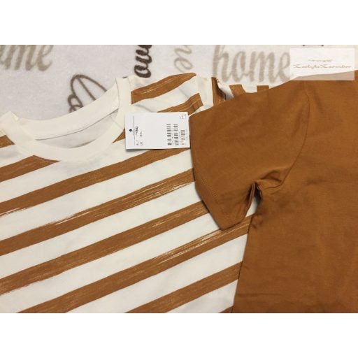 H§M 8-10 év 134-140 cm  barna csíkos és zebra fej mintás pamut fiú felső szett 2 db - új, címkés