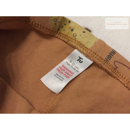 TU 9-12 hó  74-80 cm barna, dzsungel és állat mintás pamut lány felső és  legging  - újszerű,hibátlan