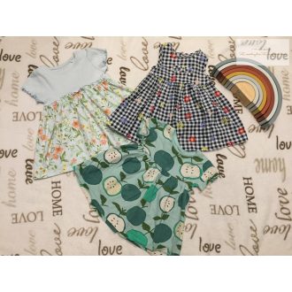   Next és Bluezoo 3-6 hó  68 cm alma és virágmintás lány ruha szett 3 db -újszerű, hibátlan