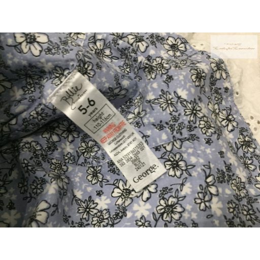 Billie at George 5-6 év 110-116 cm kék - fehér virágmintás vékony nyári lány kalap - újszerű,hibátlan