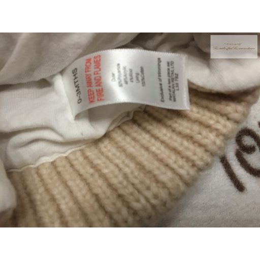 Matalan 0-3 hó 56 -62 cm bézs, kötött, pamut béléses sapka--újszerű, hibátlan