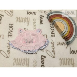   Monsoon 0-3 hó rózsaszín- kék virág és cica fej mintás nyári lány kalap- újszerű,hibátlan