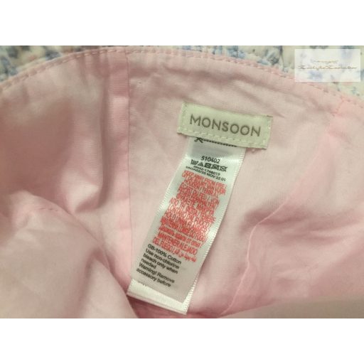 Monsoon 0-3 hó rózsaszín- kék virág és cica fej mintás nyári lány kalap- újszerű,hibátlan