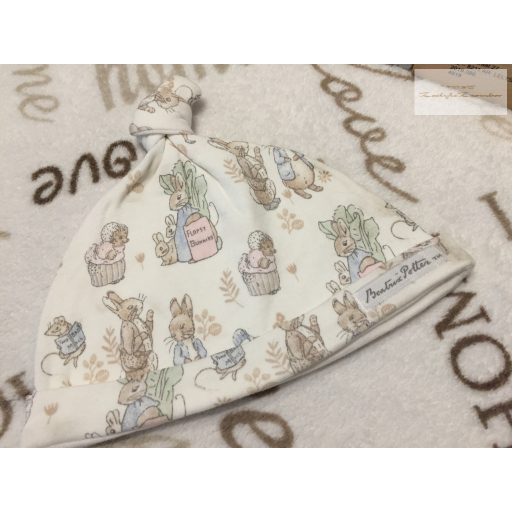 Peter Rabbit 9-12 hó 74-80 cm  Péter nyuszi mintás pamut lány sapka- új, csak átmosva