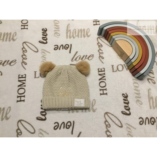 Disney at George 12 - 18  hó 80 -86  cm bézs, Micimackó fej mintás pamut béléses átmeneti fiú sapka-  újszerű,hibátlan