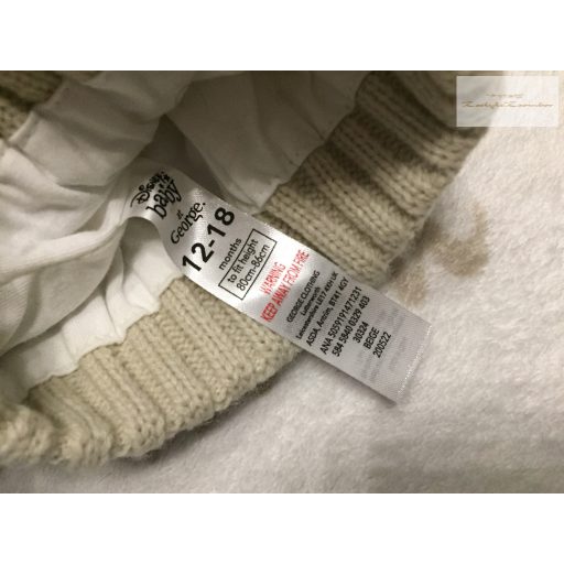 Disney at George 12 - 18  hó 80 -86  cm bézs, Micimackó fej mintás pamut béléses átmeneti fiú sapka-  újszerű,hibátlan