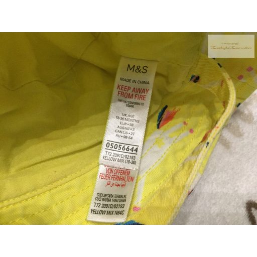 M§S 18-36 hó 98 cm sárga, unikornis mintás lány kalap - újszerű,hibátlan