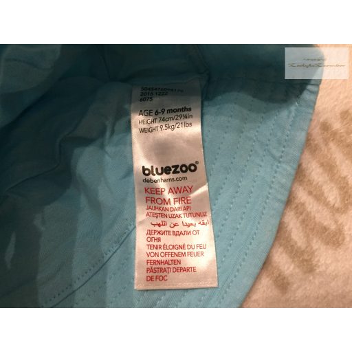 Bluezoo 6-9 hó 68-74 cm világoskék, színes  állat mintás pamut  fiú nyári kalap / sapka-újszerű,hibátlan