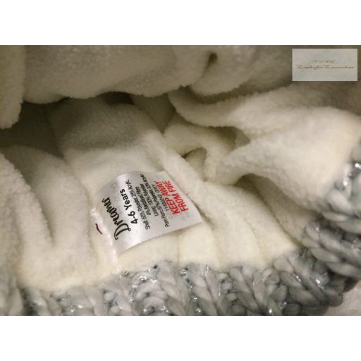 Dreamer 4-6 év 104-116 cm szürke-ezüst csillogós kötött-polár béléses lány sapka- újszerű,hibátlan