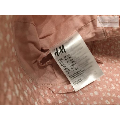 H§M 9 - 12 hó 80 cm rózsaszín, fehér apró virágmintás vékony nyári lány kalap-újszerű,hibátlan