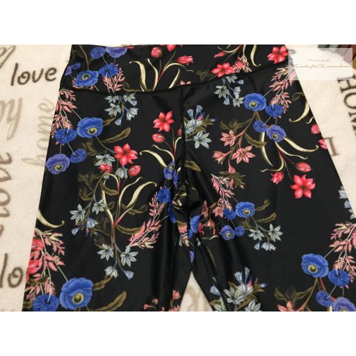 Fisherfield S  (13-14 év) 158-164 cm fekete, színes virágmintás lány sport legging - új, csak lecímkézve 