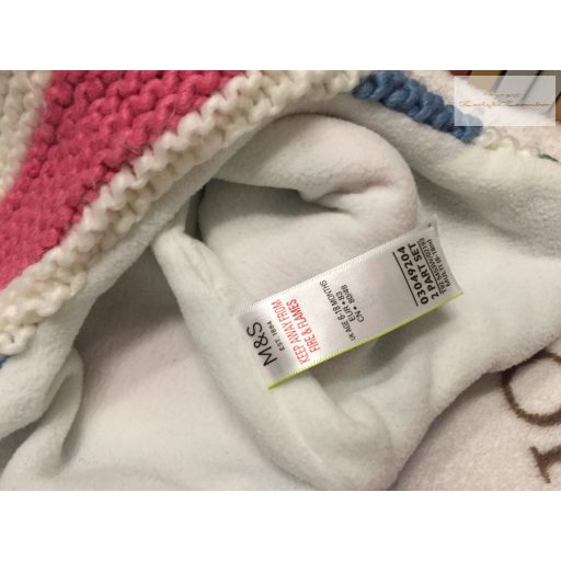 M§S 6-18 hó 68-86 cm egérke mintás polár béléses kötött lány sapka- keszyű szett - újszerű,hibátlan