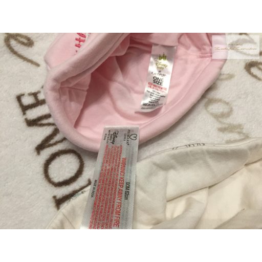 Primark és George 0-3 hó 62 cm  fehér - rózsaszín, Bambi mintás pamut lány sapka szett - újszerű,hibátlan