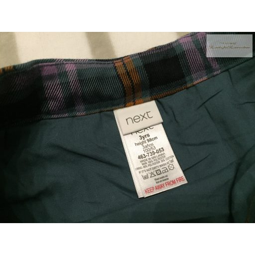 Next 3 év 98 cm zöldes kockás lány rakott szoknya - újszerű, hibátlan