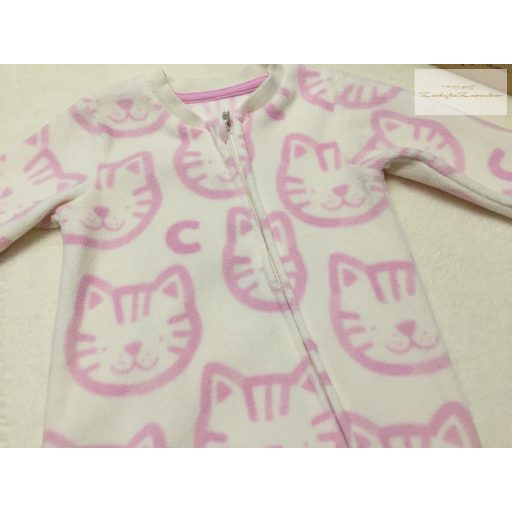 George 0 - 3 hó 56 -62 cm rózsaszín cica fej mintás puha polár lány rugdalózó-újszerű,hibátlan