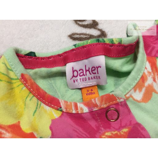Ted Baker 3-6 hó 68 cm virág és madár mintás pamut lány rövid ujjú rugdalózó újszerű,hibátlan