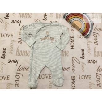   Fred§Flo 3-6 hó 68 cm zöld csíkos, I Love Mummy feliratos pamut fiú  rugdalózó -  újszerű,hibátlan