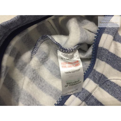 Matalan 0-3 hó 56 -62 cm kék csíkos,  maci fej mintás  pamut fiú kezeslábas/ rugdalózó--újszerű, hibátlan