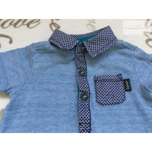 Ted Baker 56 cm, 4,5 kg kék, galléros puha pamut fiú rugdalózó - újszerű,hibátlan