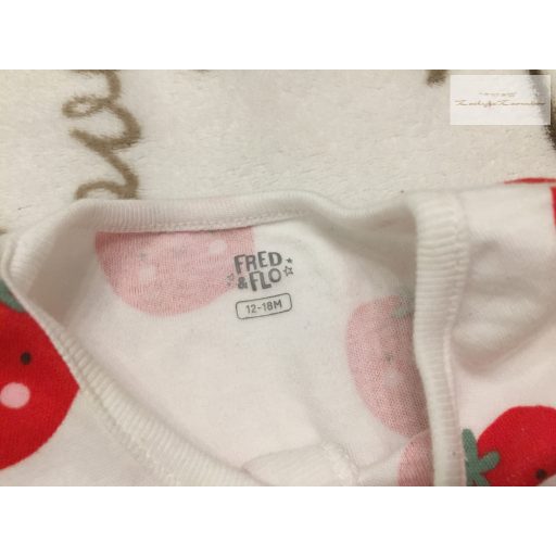 Fred§Flo 12 - 18  hó 86 cm eper mintás pamut lány rugadalózó-újszerű,hibátlan