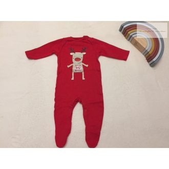   F§F up to 3 month  62 cm 6 kg  piros, rénszarvas mintás pamut rugdalózó- újszerű,hibátlan