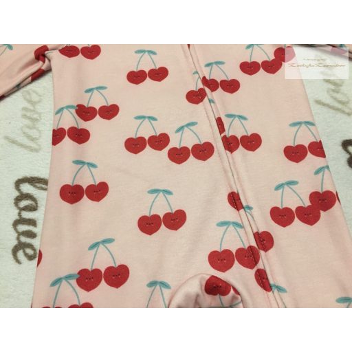 TU 3-6 h 62-68 cm rózsaszín, meggy  mintás belül polár, pamut lány rugdalózó -új, szettet bontottam