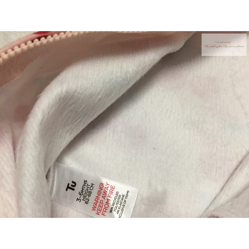 TU 3-6 h 62-68 cm rózsaszín, meggy  mintás belül polár, pamut lány rugdalózó -új, szettet bontottam