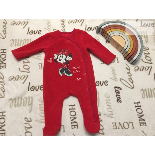 Disney at George 0-3 hó 56-62 cm piros,Minnie mintás puha polár/ fleece lány rugdalózó- újszerű,hibátlan