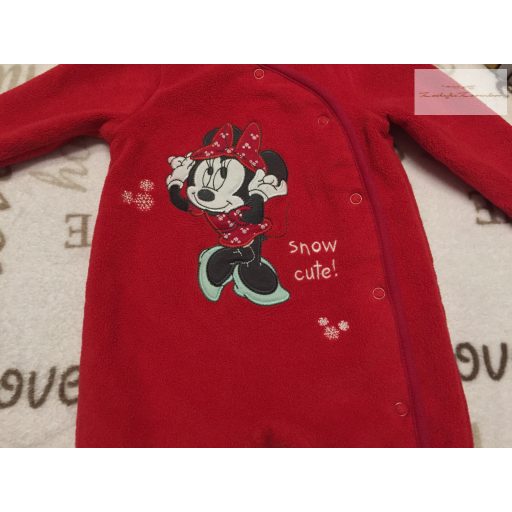 Disney at George 0-3 hó 56-62 cm piros,Minnie mintás puha polár/ fleece lány rugdalózó- újszerű,hibátlan