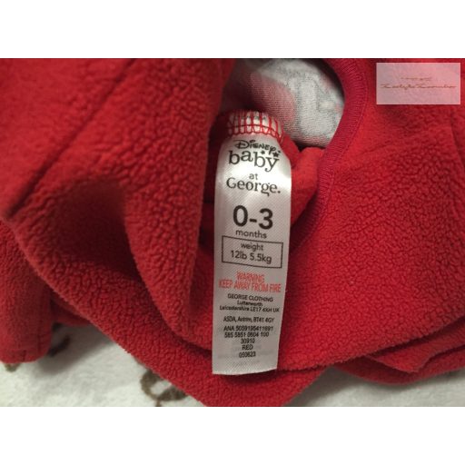 Disney at George 0-3 hó 56-62 cm piros,Minnie mintás puha polár/ fleece lány rugdalózó- újszerű,hibátlan