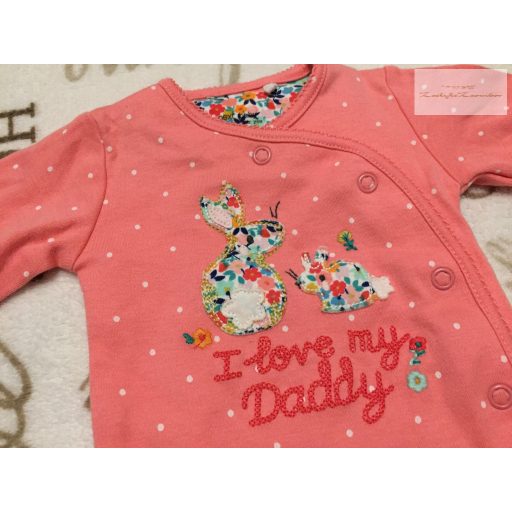 Next 2,3 kg rózsaszín, nyuszi mintás I Love my Daddy feliratos pamut lány rugdalózó- új, szettet bontottam
