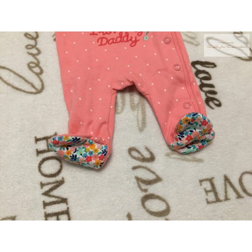 Next 2,3 kg rózsaszín, nyuszi mintás I Love my Daddy feliratos pamut lány rugdalózó- új, szettet bontottam