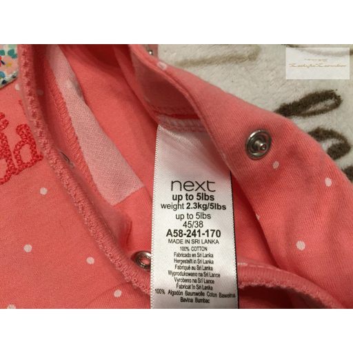 Next 2,3 kg rózsaszín, nyuszi mintás I Love my Daddy feliratos pamut lány rugdalózó- új, szettet bontottam