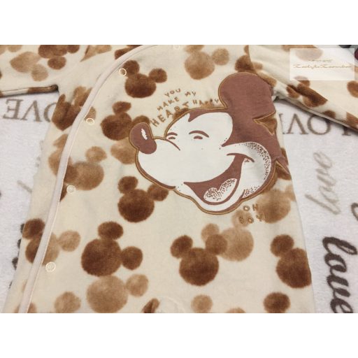 Disney at George 3-6 hó 62-68 cm bézs - barna, Mickey mintás puha polár fiú rugdalózó- újszerű,hibátlan