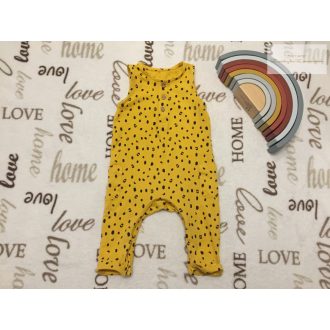   Matalan 3-6 hó 62-68 cm sárga, fekete mintás vékony pamut playsuit/ rugdalózó - -újszerű,hibátlan