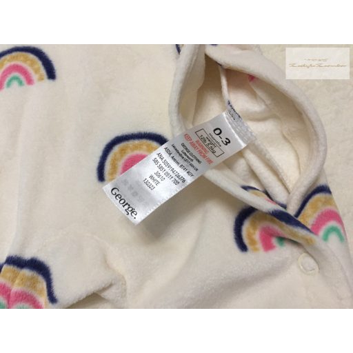 George 0 - 3 hó 56 -62 cm szivárvány mintás puha polár lány rugdalózó -újszerű,hibátlan